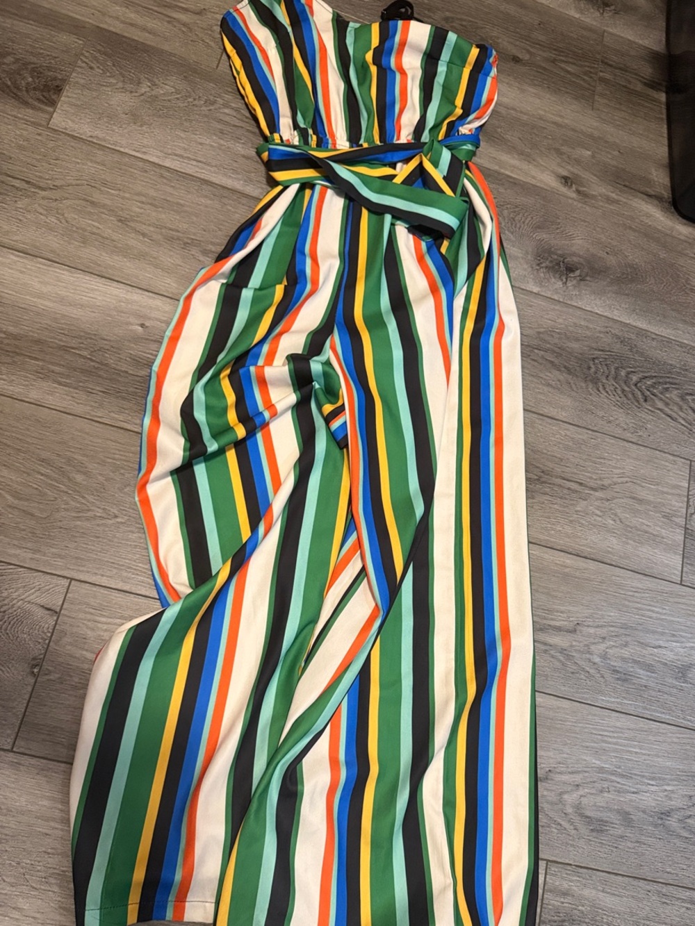 Striped Multicolor Strapless Maxi Dress